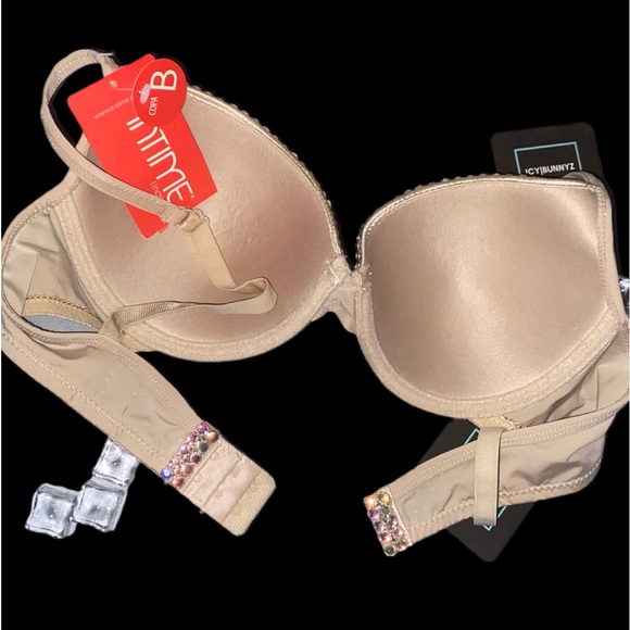 Rhinestone Double Colour Glam Bling Red & Crystal Bra Top All Sizes New - Picture 3 of 11